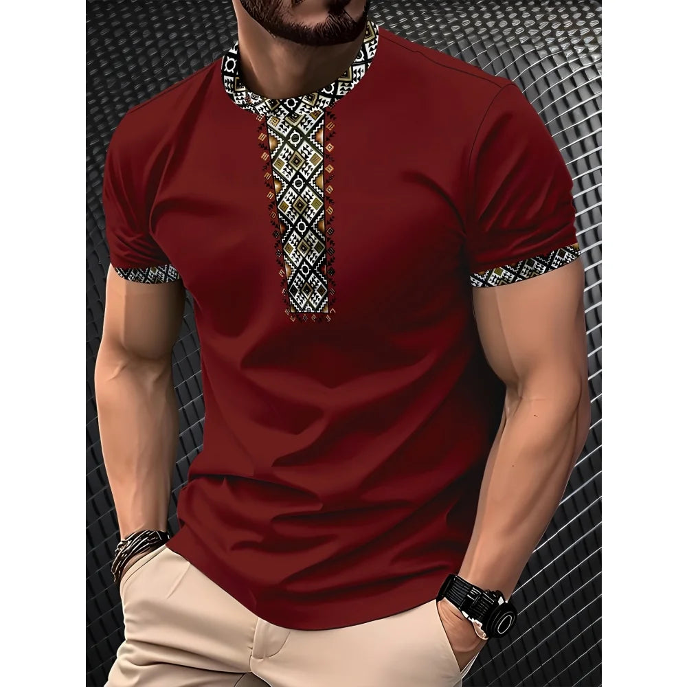 Shirt for Man Stripe Print Street Graphic T-Shirts Trendy Men's Short Sleeve Clothes Casual Summer Outdoor Oversized Clothing