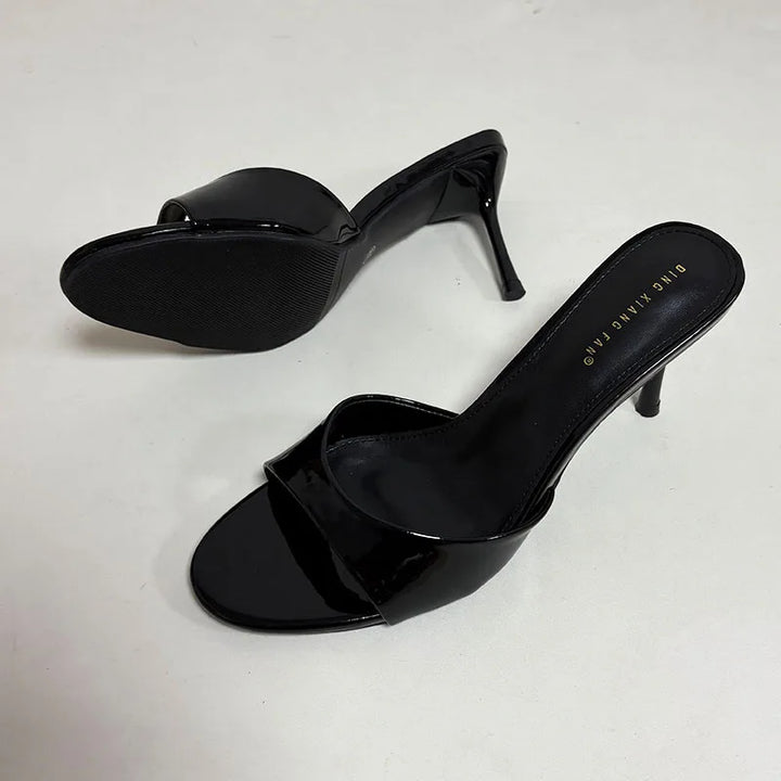 Women’s Heeled Slides – Round Toe Thin Heel Sandals