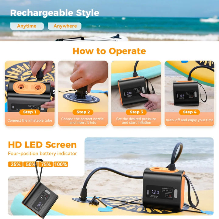 WESTTUNE™ Tragbare Luftpumpe – Kabellose Aufblasvorrichtung für Matten