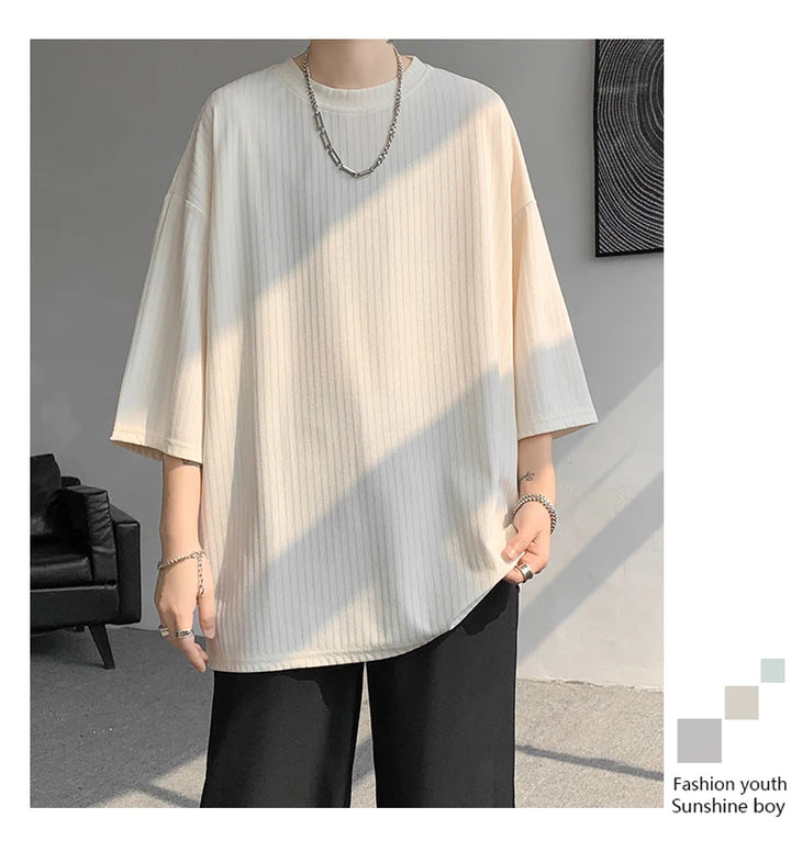 men t shirts Summer Men's White Cool T-shirts Women Oversized 5XL Korean Style Loose Striped T-shirt Casual T-Shirt Male