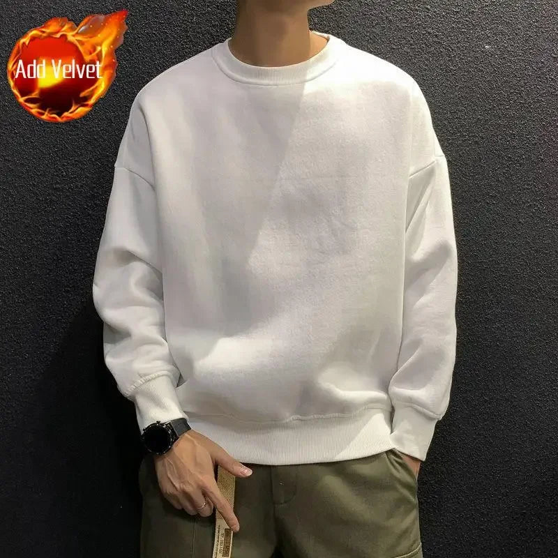 Sweatshirts For Man Fleeced Green Men's Clothing Hooded Hoodies Solid Simple Elegant Hot Offers Sweat Shirt Welcome Deal Cheap