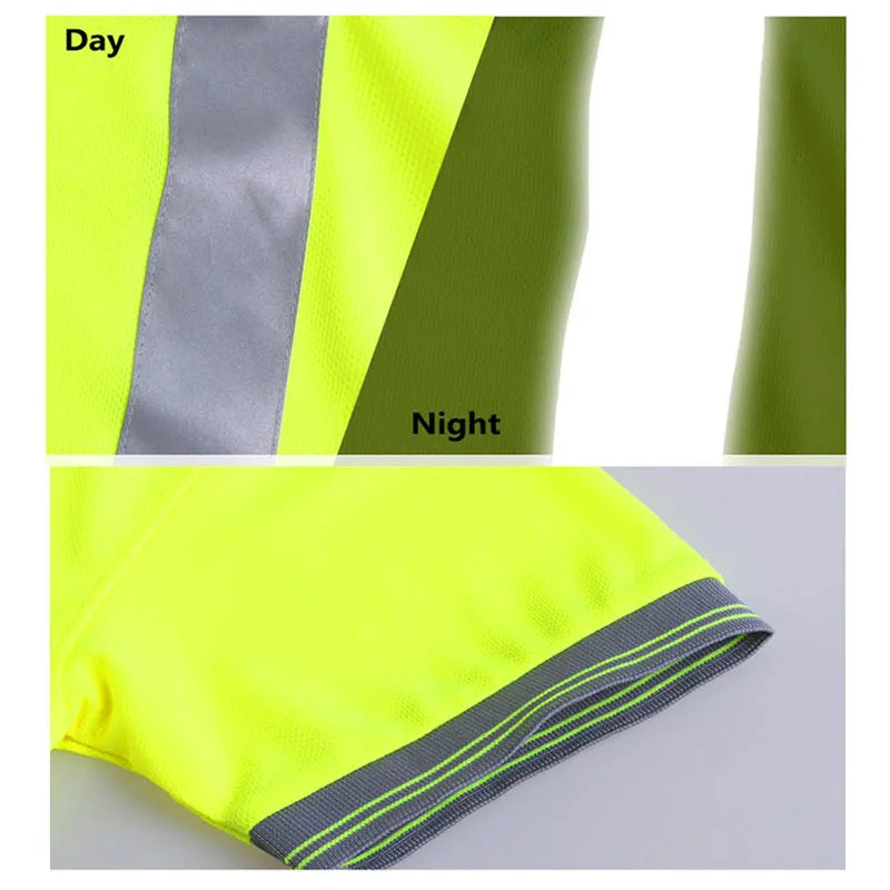 Men Shirts Night Work Reflective Workwear Short Sleeve Quick Dry Work Clothes for Men Breathable T-shirt High Visibility Tops