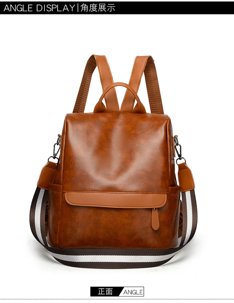 Women’s PU Leather Backpack – Fashion Daypack Shoulder Handbag