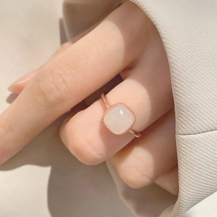 Women’s Vintage Jade & Crystal Geometric Ring – Fashion Jewelry