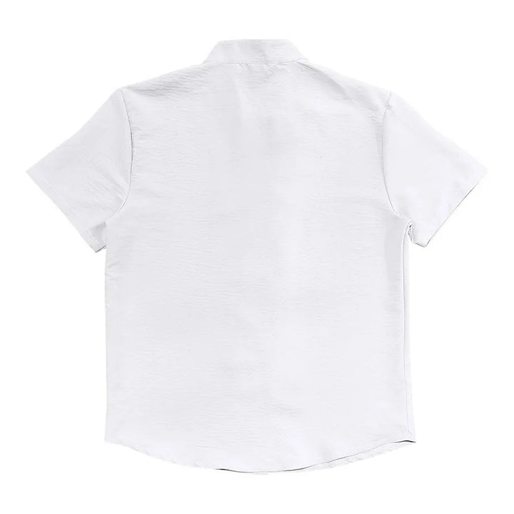 Summer New Short Sleeve Shirts for Men Fashion Solid Casual Linen Tops Breathable Stand Collar Loose Beach Blouses Men Clothing