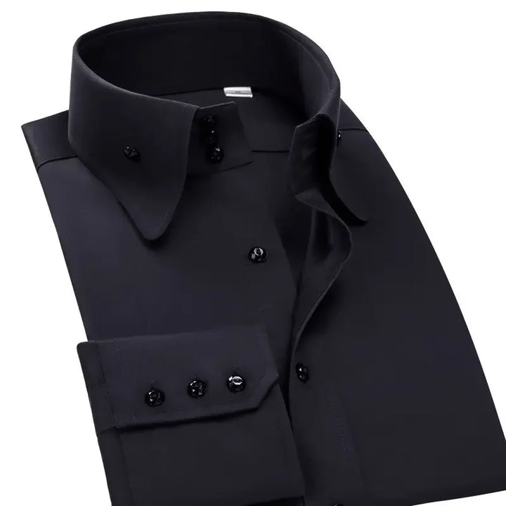 Men's Dress Shirts Non-ironing Formal Collar Shirt Fashion Korean Slim Solid Color Business Casual Shirt White Spring Autumn