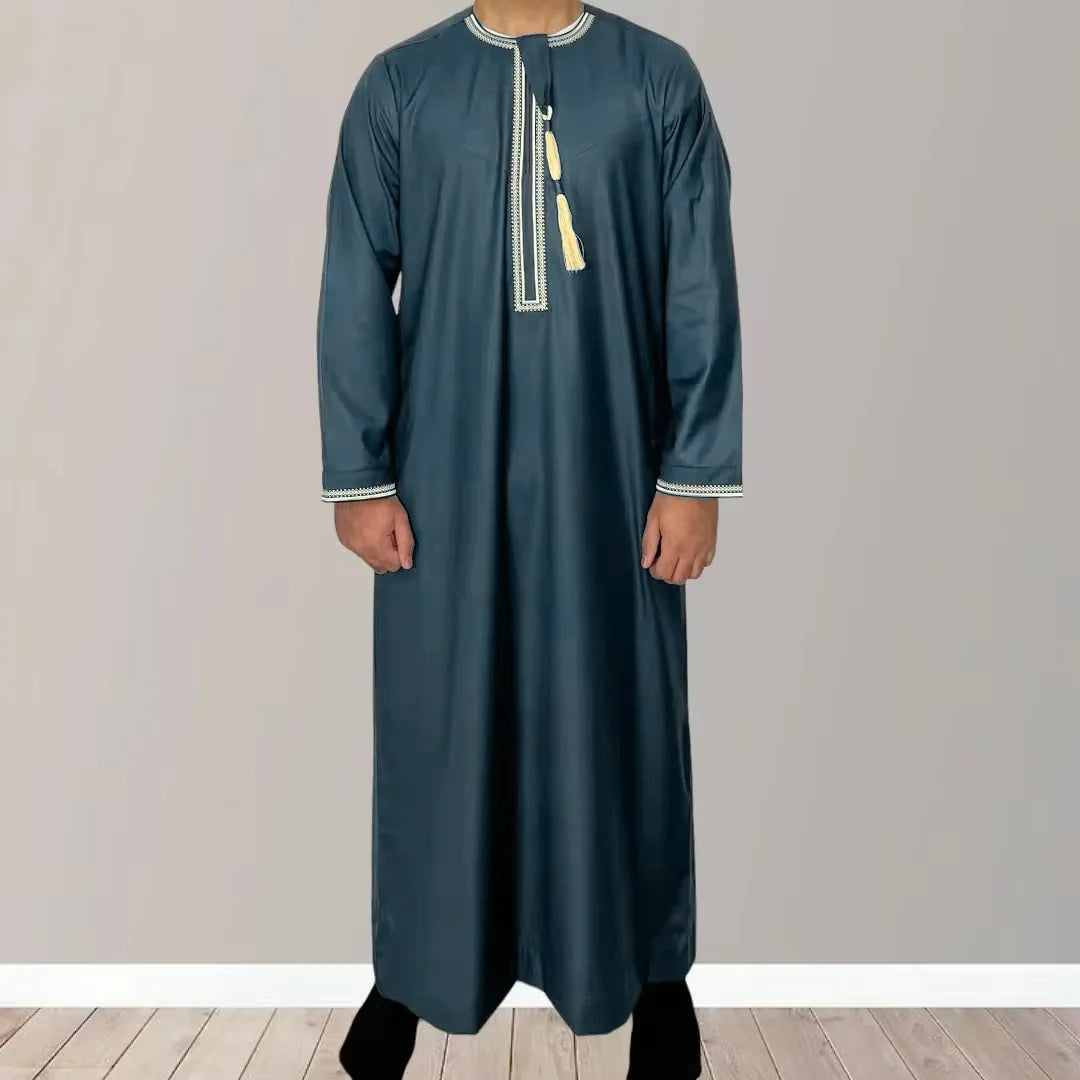 2026 Muslim Fashion Abaya for Men Long Sleeve O-neck Pullover Dress Robe Men Jubba Thobe Pakistan Kaftan Arabic Islamic Clothing