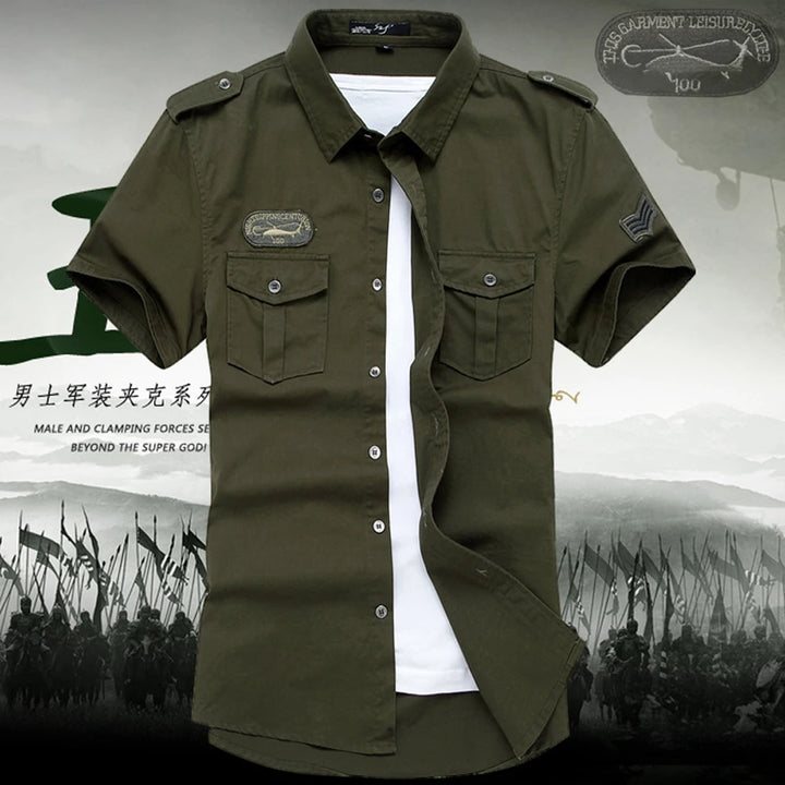 Spring Summer Men's Tactical Shirts Outdoor Men Cotton Shorts Sleeve Military Shirts Fashion Men Button Hiking Work Shirts