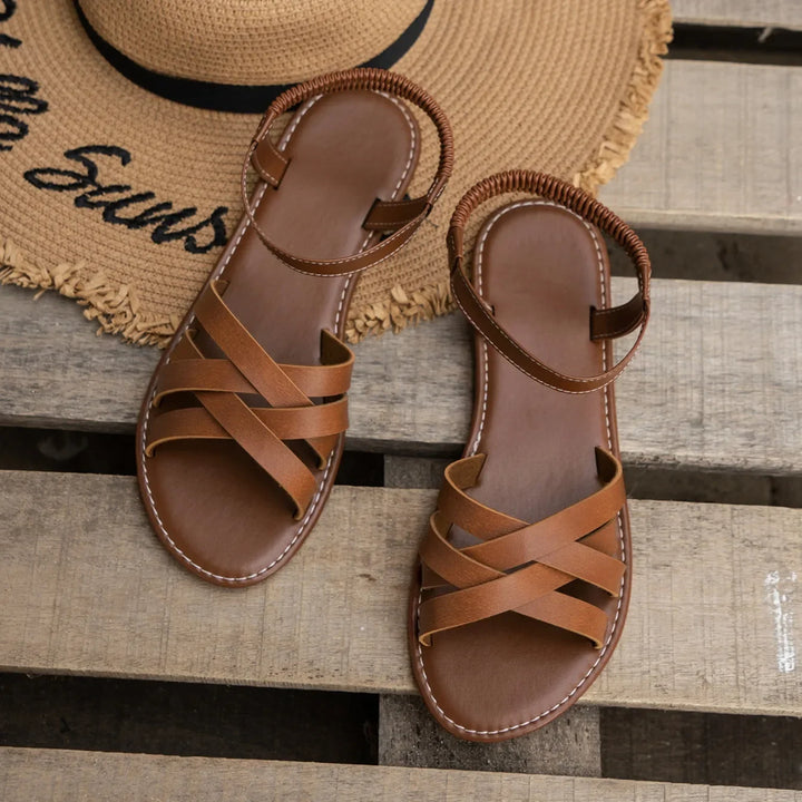 2024 Women’s Summer Flat Sandals – Roman Strap, Non-Slip Rubber Sole