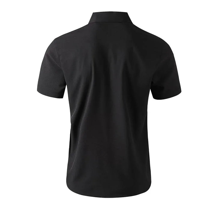 Men's Black Short Sleeve Dress Shirt Slim Fit Non-iron Formal Business Button Down Shirt for Office