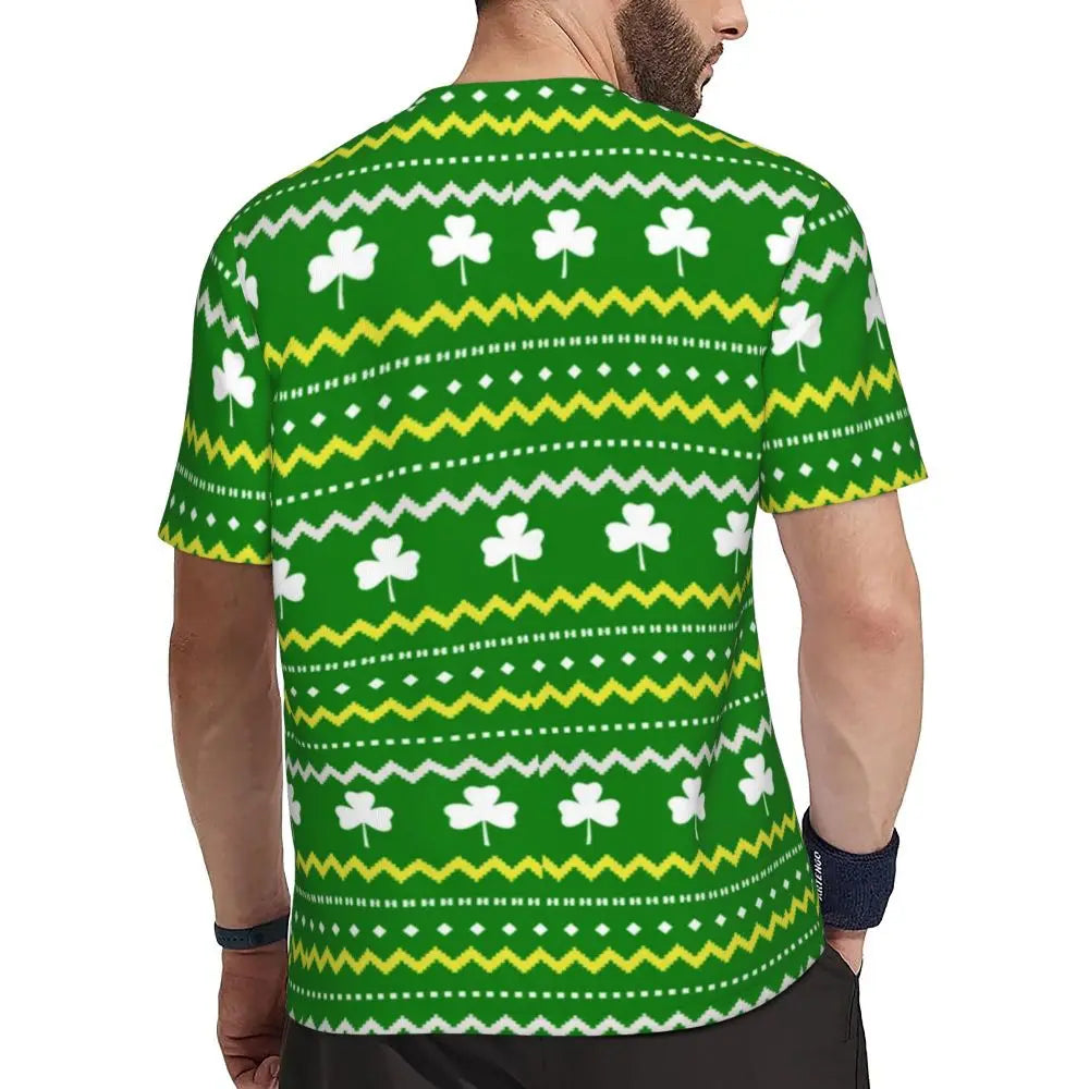 Sportswear T Shirt For Man Irish St Patricks Day T Shirts Hippie Green Plaid Summer Tees O Neck Streetwear Design Clothing Gift