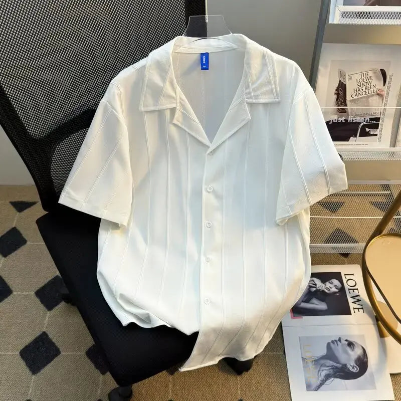 Shirt Men's Short-sleeved White Summer Trend Fashion Trend New Temperament