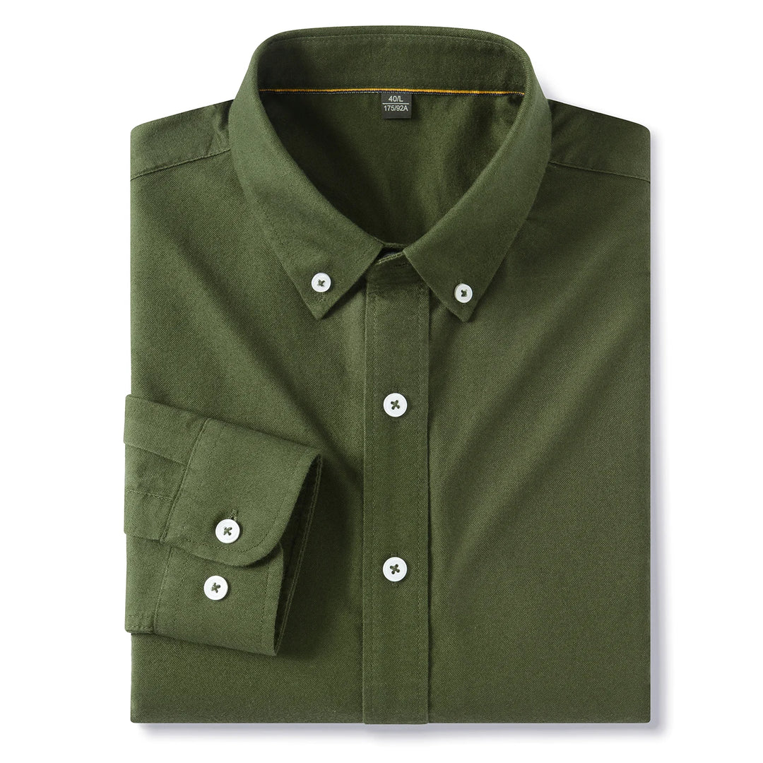 100% Cotton Brushed Long Sleeve Shirts for Men Slim Fit Casual Plain Shirt Solid Color Fashion Korean Popular Tops Red Clothes