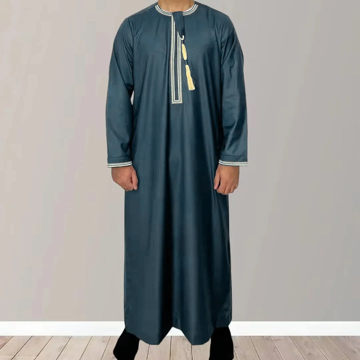 2026 Muslim Fashion Abaya for Men Long Sleeve O-neck Pullover Dress Robe Men Jubba Thobe Pakistan Kaftan Arabic Islamic Clothing