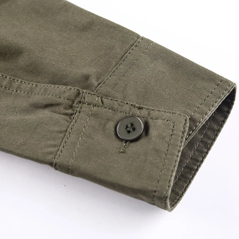 Cotton Shirt Men Casual Solid Long Sleeve Blouses High Quality Militar Overshirt Brand Clothing Black Cargo Shirts for Men 6XL