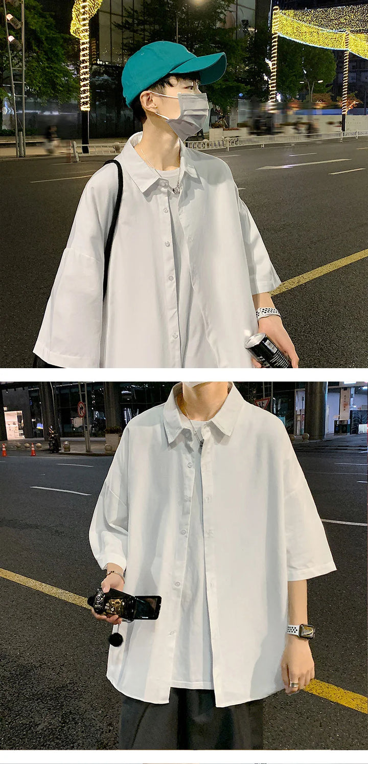 Men's Oversized Shirts White Mens Fashion Blouse 5xl Oversize Half Sleeves Dress Shirt for Men New Clothing Casual