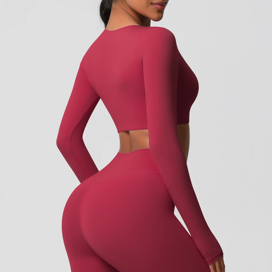 Yoga Shirts For Women Long Sleeve With Padded Fitness Running Gym Clothes Workout Dry Fit Breathable High Elastic Sports Top