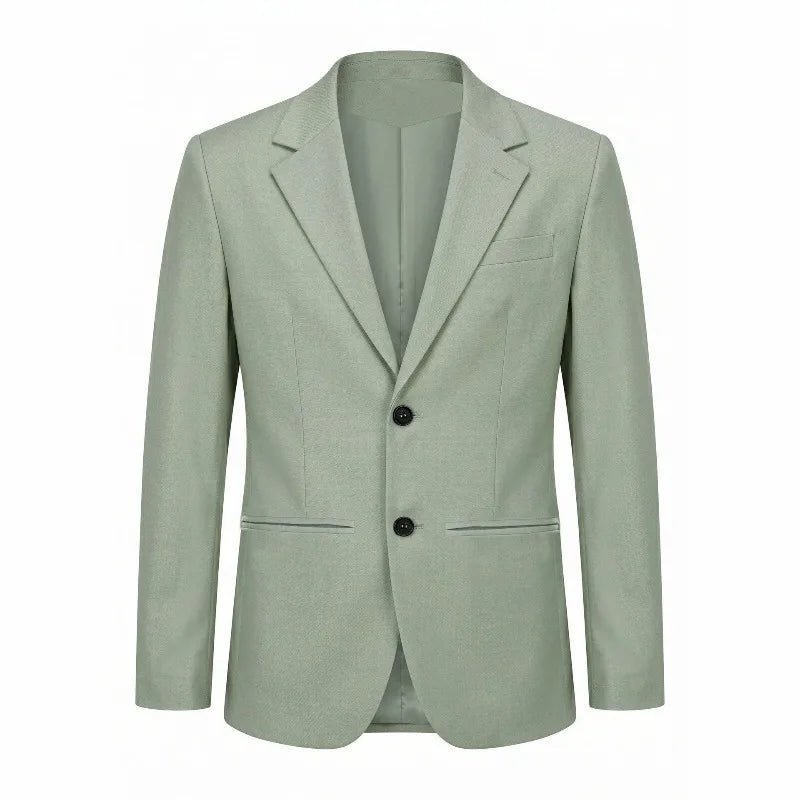 KIDWHXR Man Blazer Korean Slim Simple Solid Color Turn Down Collar Male Suit Outerwear Business Casual Long Sleeeve Men Coat