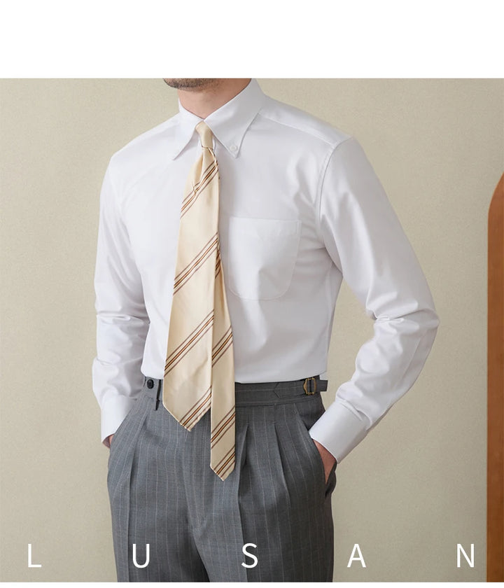 Business Non-ironing Long-sleeved Shirt British All-match Slim-fit Workplace Three-proof Skin-friendly Breathable Shirt Trendy