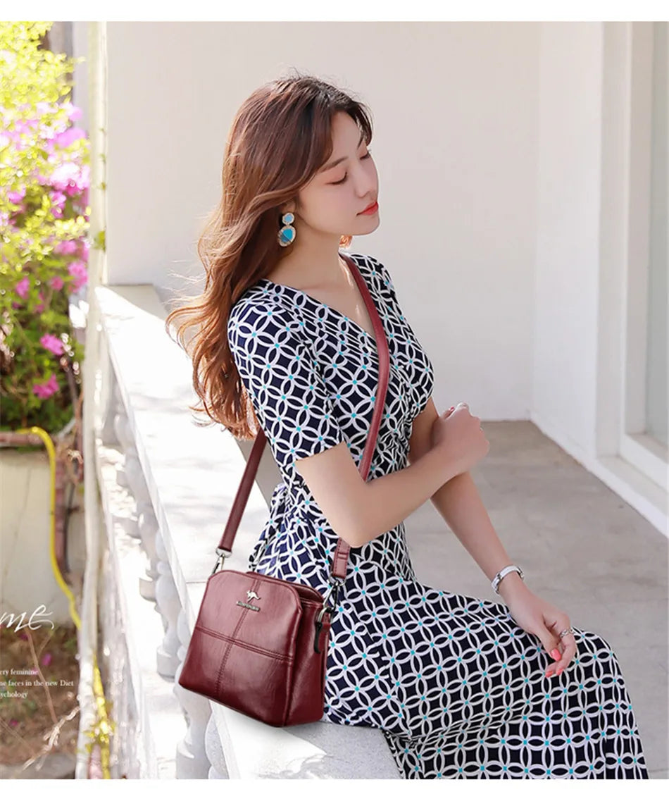 حقيبة كتف وحقيبة كروس فاخرة للنساء مصنوعة من جلد البولي يوريثان