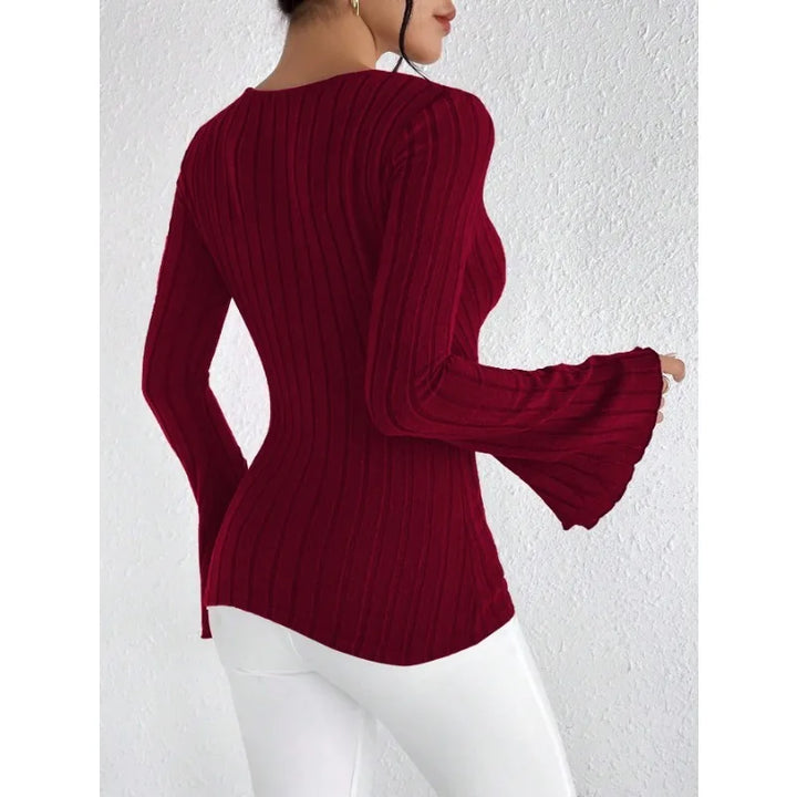 Women’s Cropped Long Sleeve Top – Casual Pullover T-Shirt