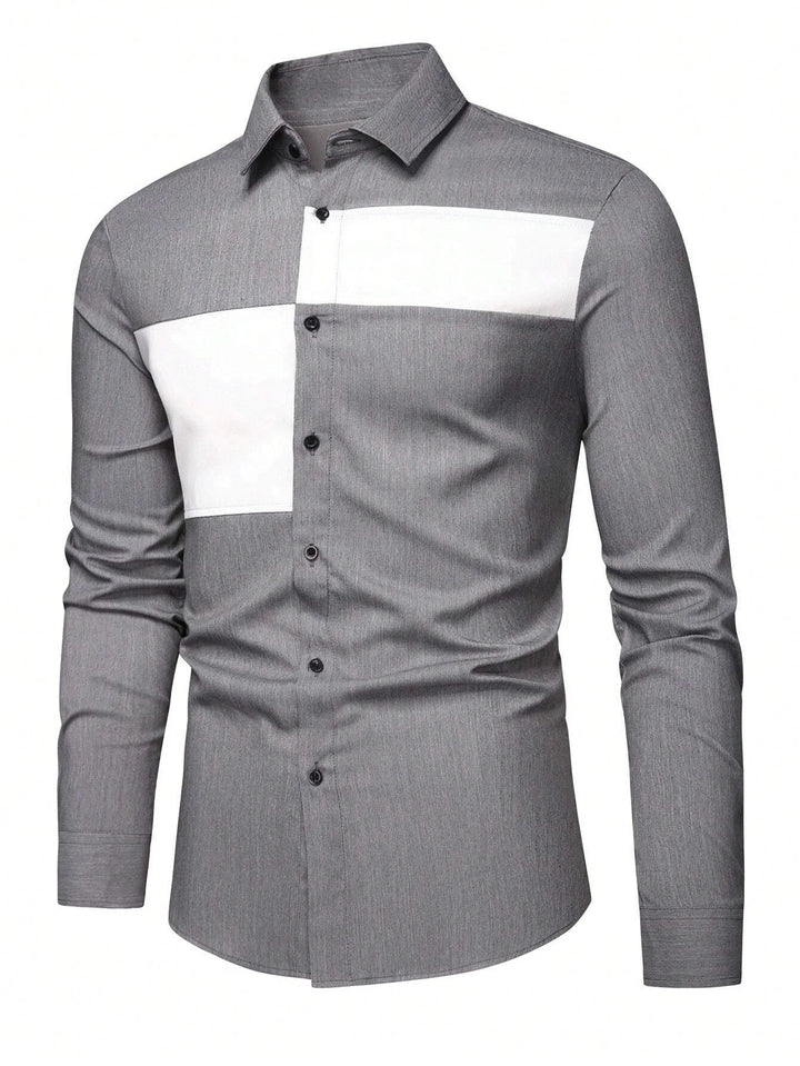 Men's Fashion Classic Business Casual Shirt Street Comfortable Long Sleeve Collar Single breasted Shirt Social Party Men's Shirt