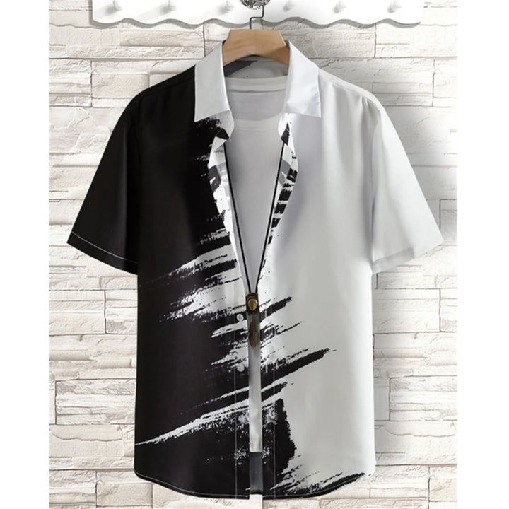 Hawaiian Shirts For Men 3d Striped Print Short Sleeve Shirts Summer Loose Casual Tops Simple Fashion Oversized Men Clothing