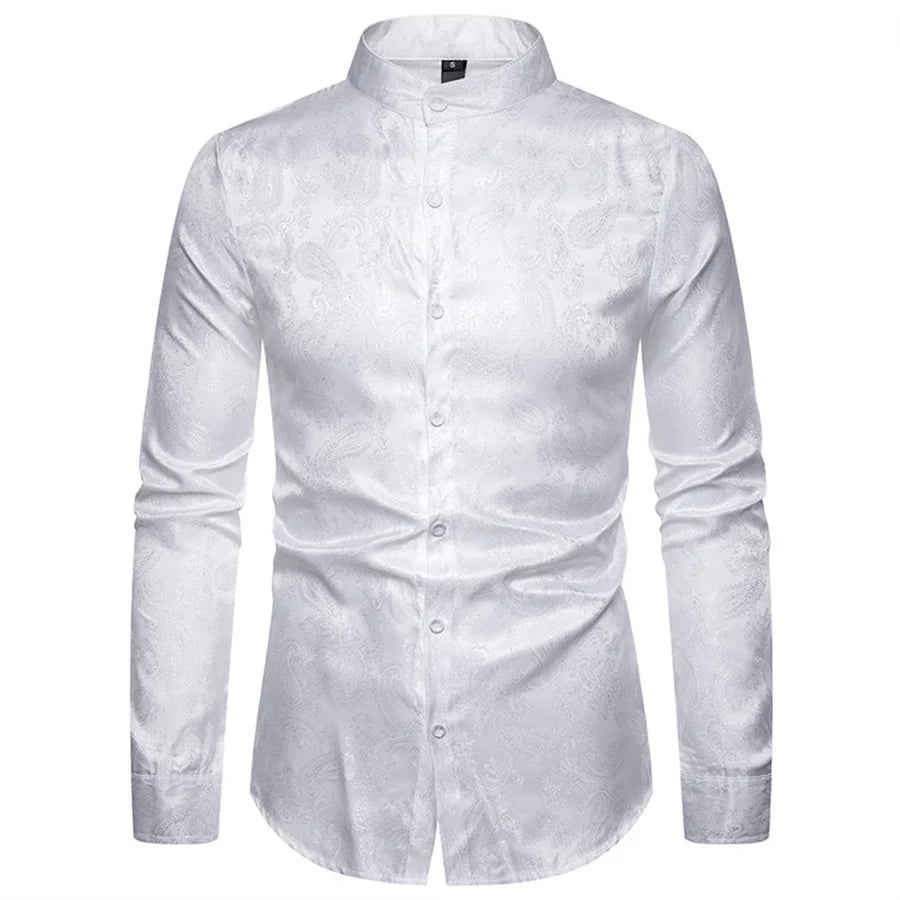 2025 New Men Fashion Medieval Floral Dress Shirts Stylish Long Sleeve Steampunk Shirt Men's Party Club Bar Social Shirt Male