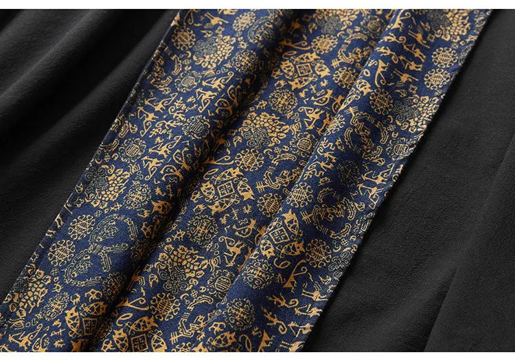 Men's Kimono Cardigan Japanese Samurai Costume Cotton Linen Haori Yukata Streetwear Retro Ethnic Robe Double-Sided Cloak Jacket