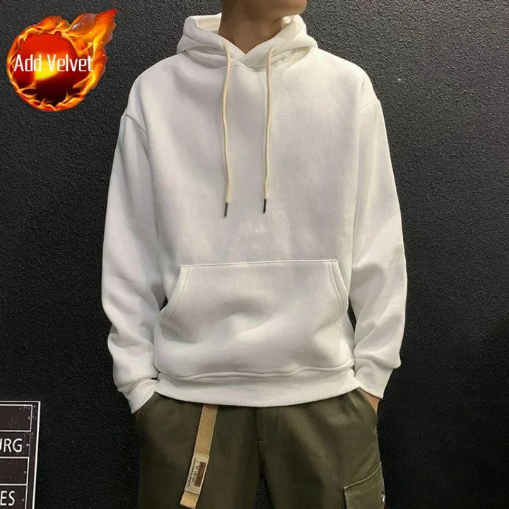 Sweatshirts For Man Fleeced Green Men's Clothing Hooded Hoodies Solid Simple Elegant Hot Offers Sweat Shirt Welcome Deal Cheap