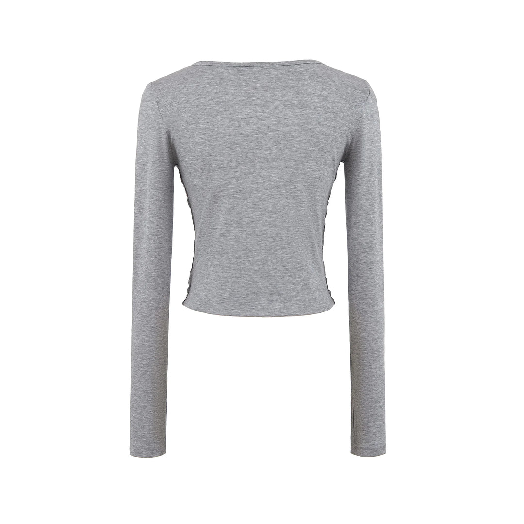High Strecth T-shirts for Women Long-sleeved Lace Cardigan with Suspenders