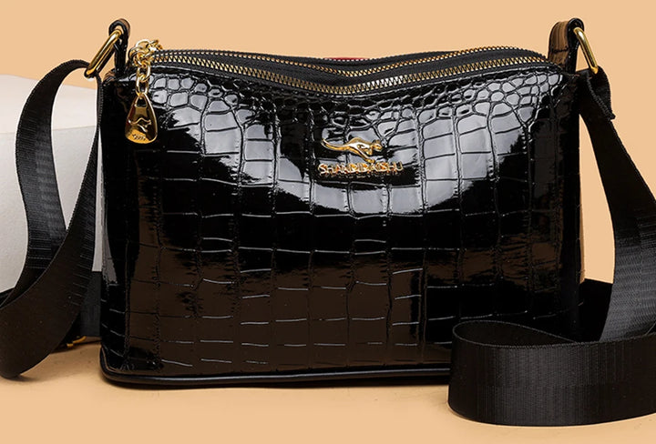3-Layer Women’s Handbag – Luxury Patent Leather Crossbody & Shoulder Bag