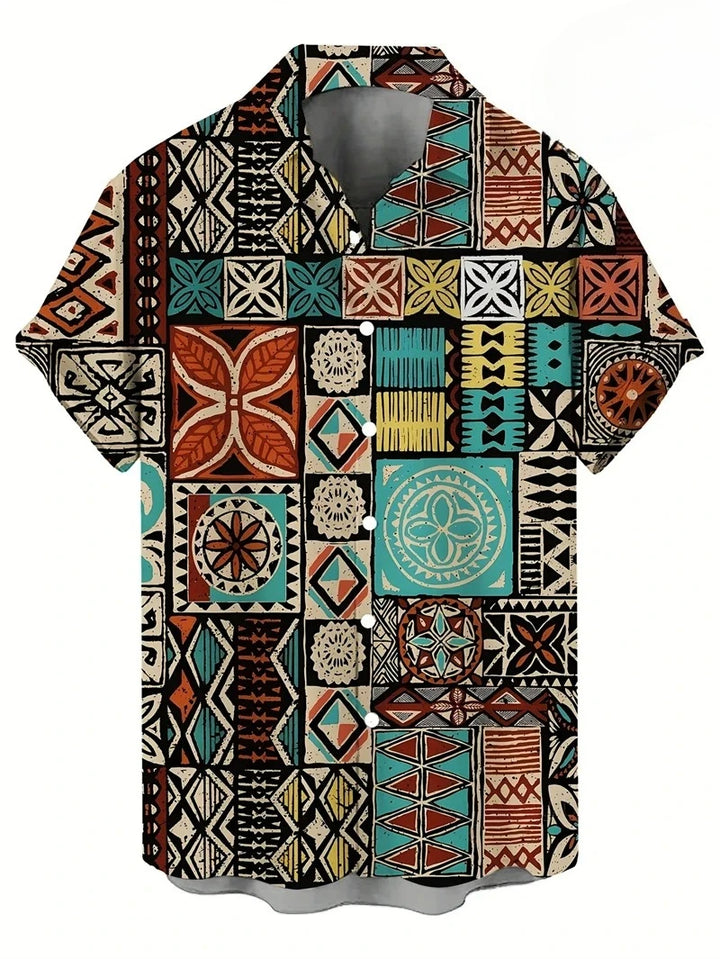 Hawaii Shirts for Men 3D Paisley Graphic Short-sleeved T-shirt Casual Lapel Buttons Male Tops Summer Oversized Bohemian Man Tees