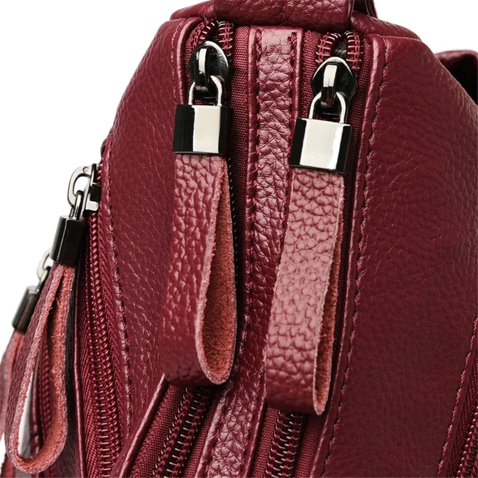 Luxury Women’s Leather Handbag – Multi-Pocket Crossbody & Shoulder Bag 2024