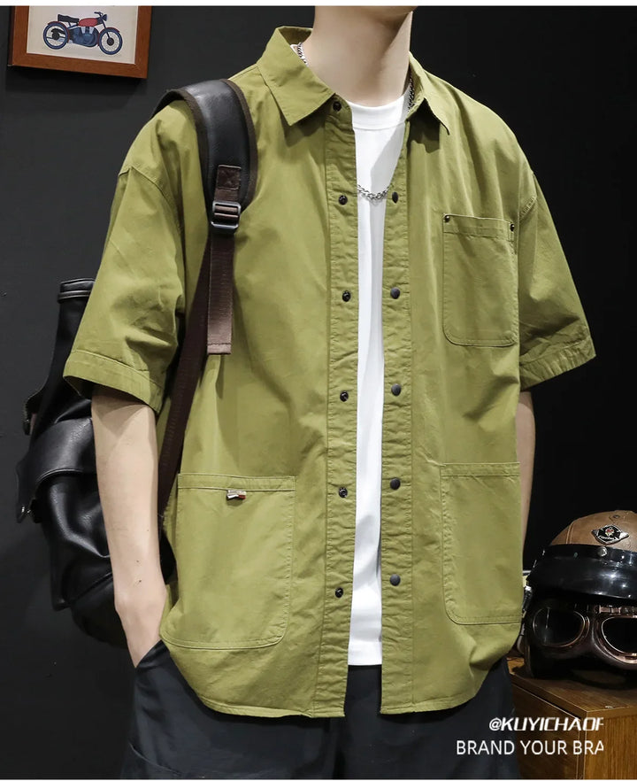 T-shirt Short-sleeved Shirt Men's Trendy Brand Trendy Shirt Summer Casual Work Clothes Loose Summer Trendy