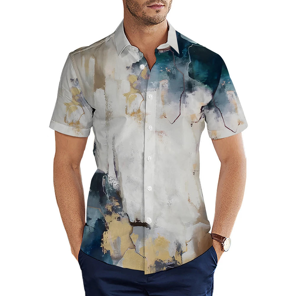 Men's Shirt Summer Casual Fashion Short Sleeved Shirt For Men Loose Breathable Hawaiian Shirt Man Casual Men's Clothing Top