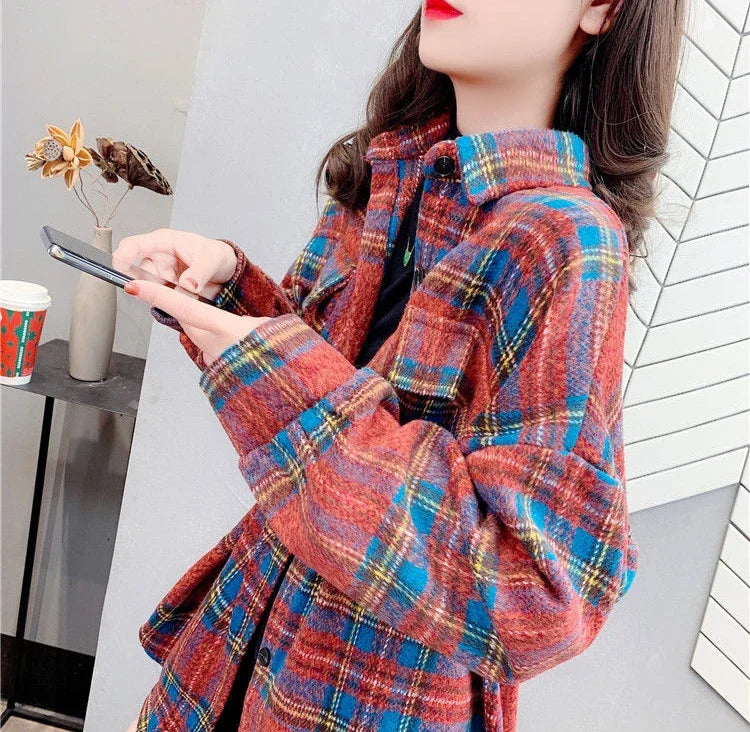 Women’s Vintage Check Jacket – Luxury Spring & Autumn Casual Coat 2025