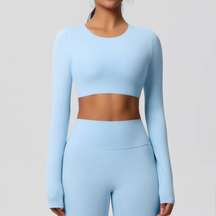 Yoga Shirts For Women Long Sleeve With Padded Fitness Running Gym Clothes Workout Dry Fit Breathable High Elastic Sports Top