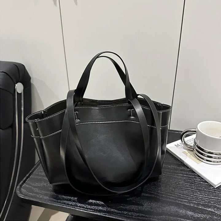 Women’s PU Leather Tote Bag – Large Capacity Vintage Shoulder & Crossbody Purse