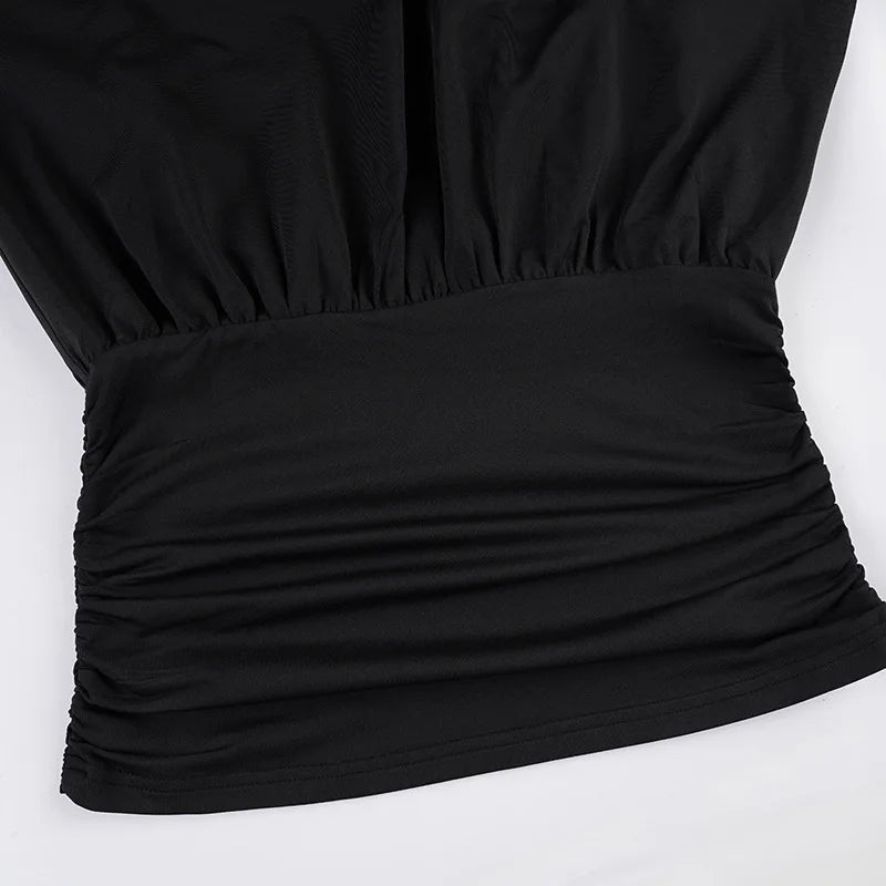 Solid Black T Shirts For Women Elegant Clothes Turtleneck Camisetas Lady Tops Long Sleeve Ropa De Mujer Shirring Feminist Shirt