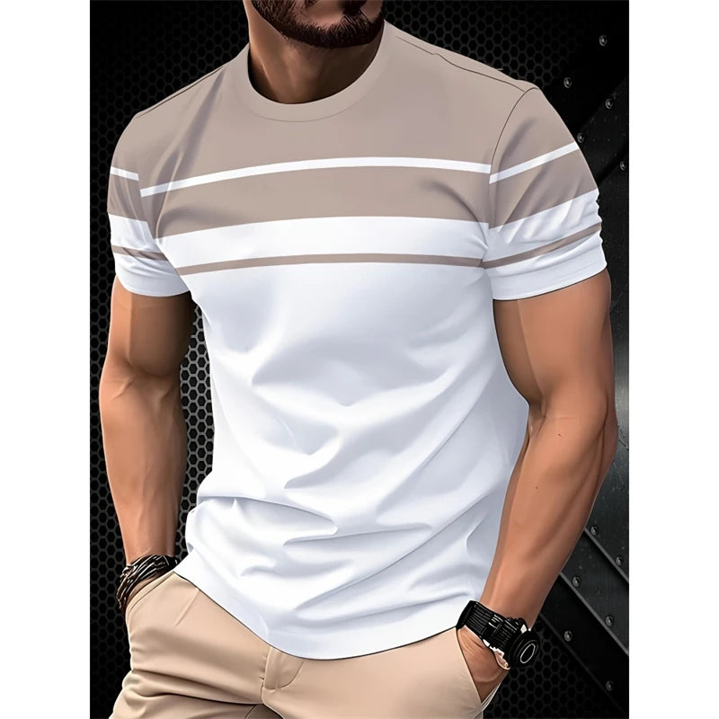 Simple Fashion Striped Graphic T Shirts For Men Summer Casual Short  Sleeve 3D Printed T-shirts Loose Breathable Daily Wear Tees