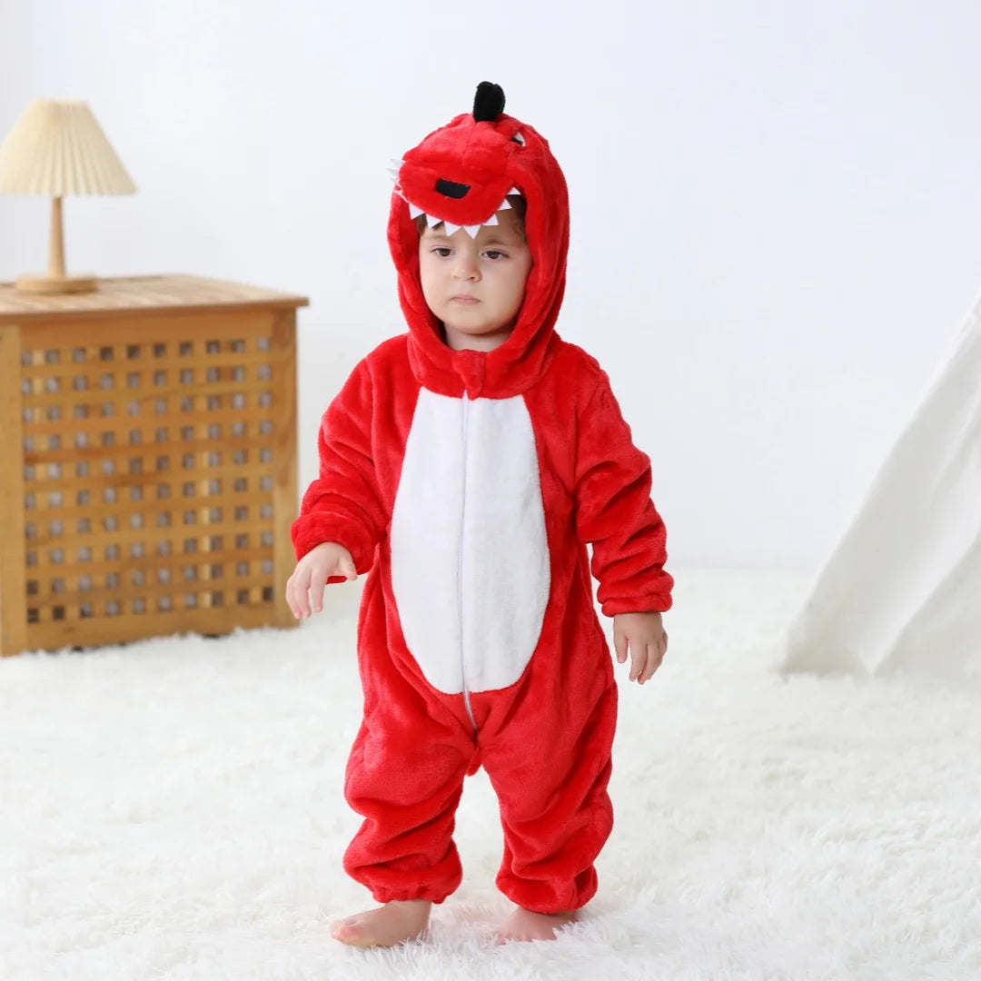 Baby-Kinder-Dino-Cartoon-Einteiler-Jumpsuit