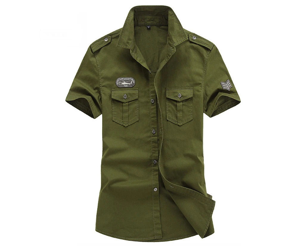 Spring Summer Men's Tactical Shirts Outdoor Men Cotton Shorts Sleeve Military Shirts Fashion Men Button Hiking Work Shirts