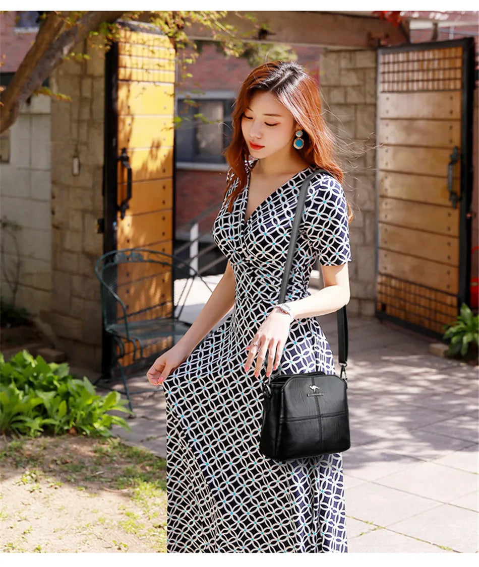 حقيبة كتف وحقيبة كروس فاخرة للنساء مصنوعة من جلد البولي يوريثان