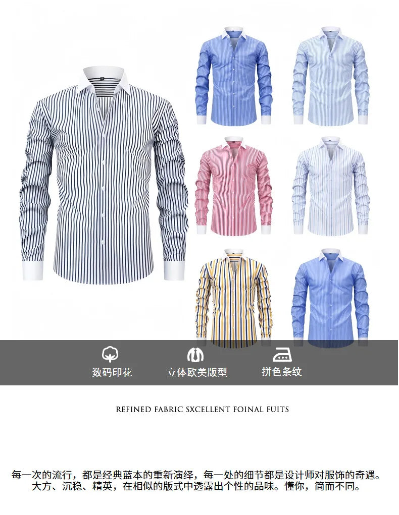 Summer Best-selling Men's Long-sleeve Button-down Shirt, No Ironing and Anti-Crease Properties Suitable for Daily Casual Wear