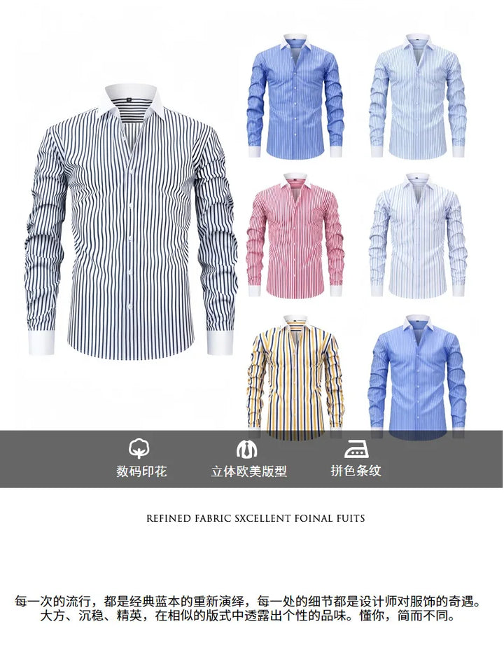 Summer Best-selling Men's Long-sleeve Button-down Shirt, No Ironing and Anti-Crease Properties Suitable for Daily Casual Wear