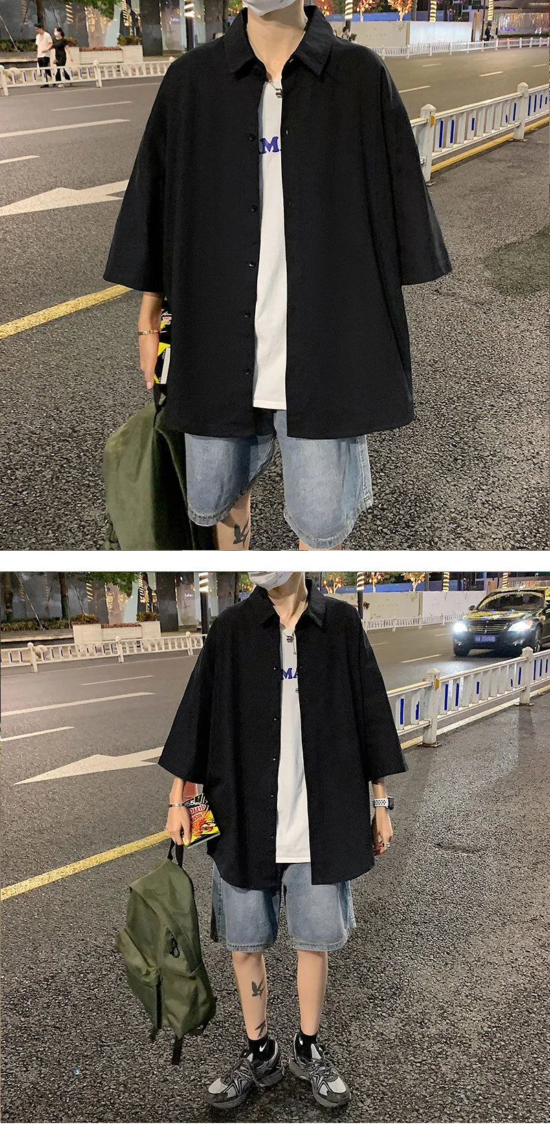 Men's Oversized Shirts White Mens Fashion Blouse 5xl Oversize Half Sleeves Dress Shirt for Men New Clothing Casual