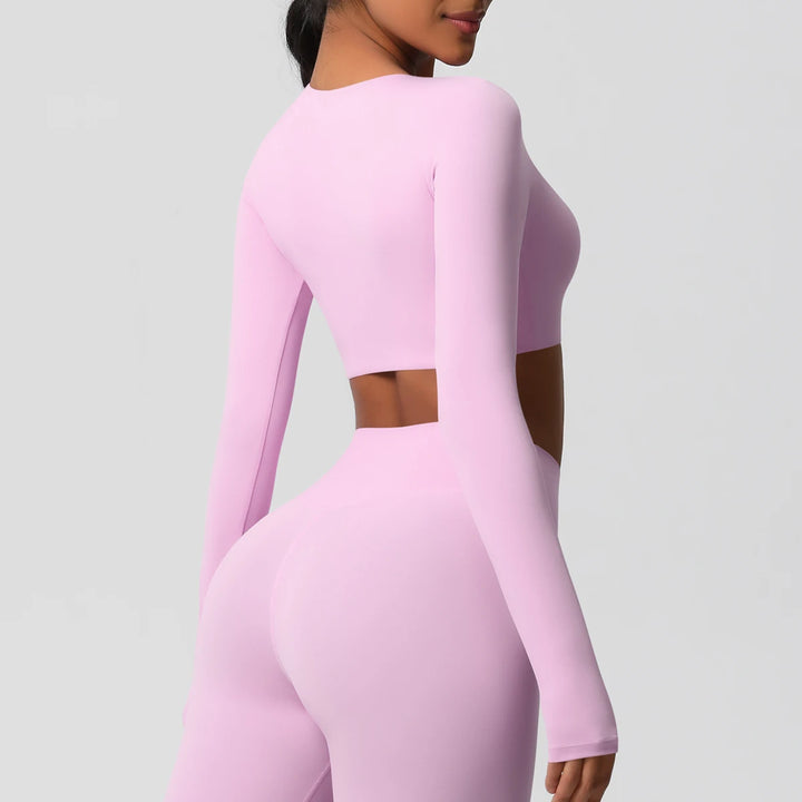Yoga Shirts For Women Long Sleeve With Padded Fitness Running Gym Clothes Workout Dry Fit Breathable High Elastic Sports Top