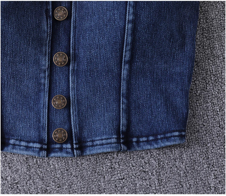 women's clothing sexy Tops For Women crop top fashion button front shirred detail denim top