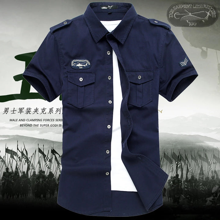 Spring Summer Men's Tactical Shirts Outdoor Men Cotton Shorts Sleeve Military Shirts Fashion Men Button Hiking Work Shirts